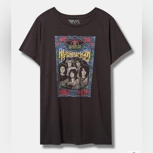 Torrid Aerosmith Classic Fit Cotton Blend Crew Tee Band Graphic Black